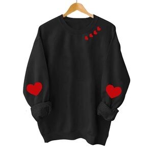 Black Sweatshirt with Red Heart Accents